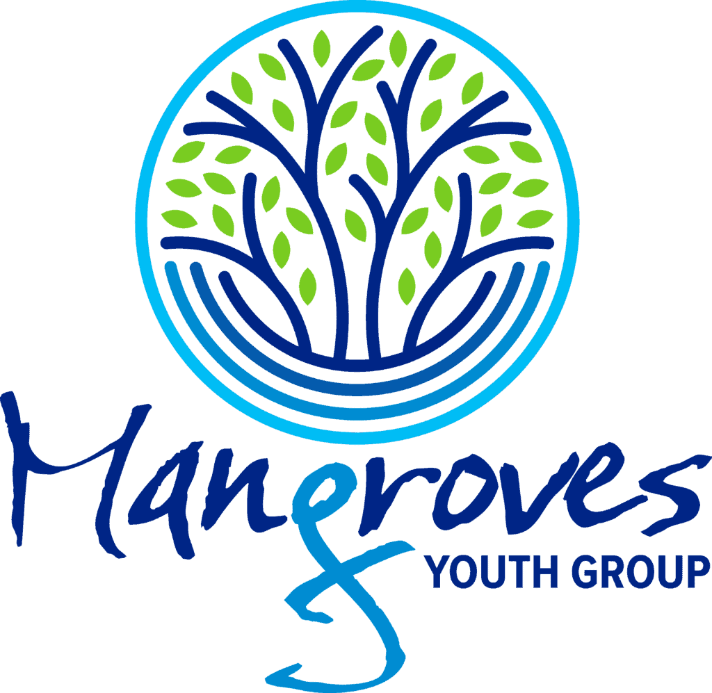 Mangroves Youth Group logo — tree with green leaves inside a blue circle, for First UMC of Sarasota's youth ministry