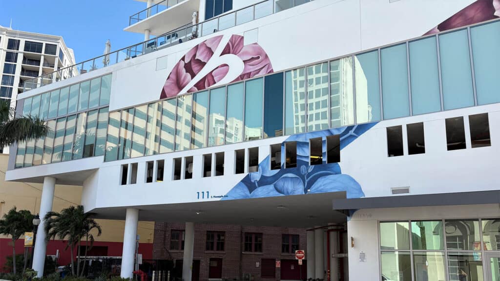 Parking garage at 111 S. Pineapple Ave in downtown Sarasota, near First United Methodist Church of Sarasota.