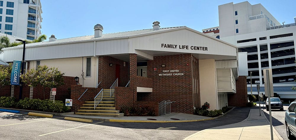 First United Methodist Church Sarasota - Family Life Center exterior view.